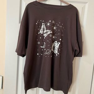 Dark Gray Oversized Butterfly T-shirt.